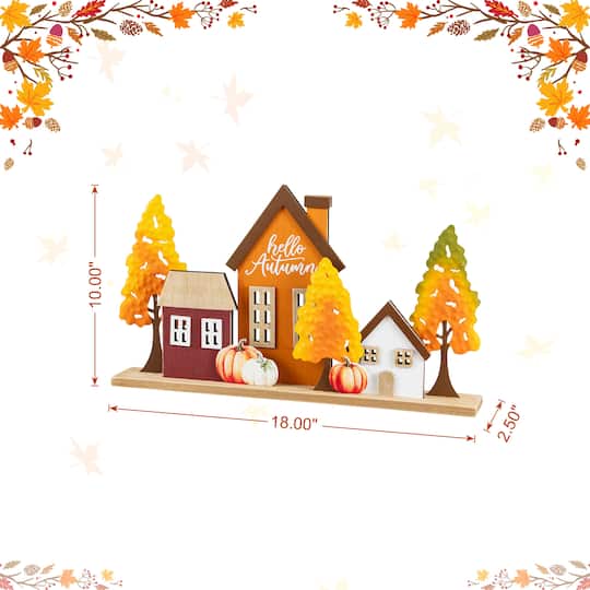 Glitzhome® 18" Fall Metal & Wood Village Table Decor